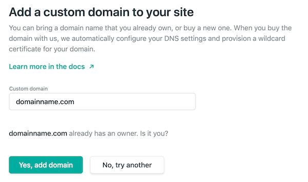 Verify domain on Netlify