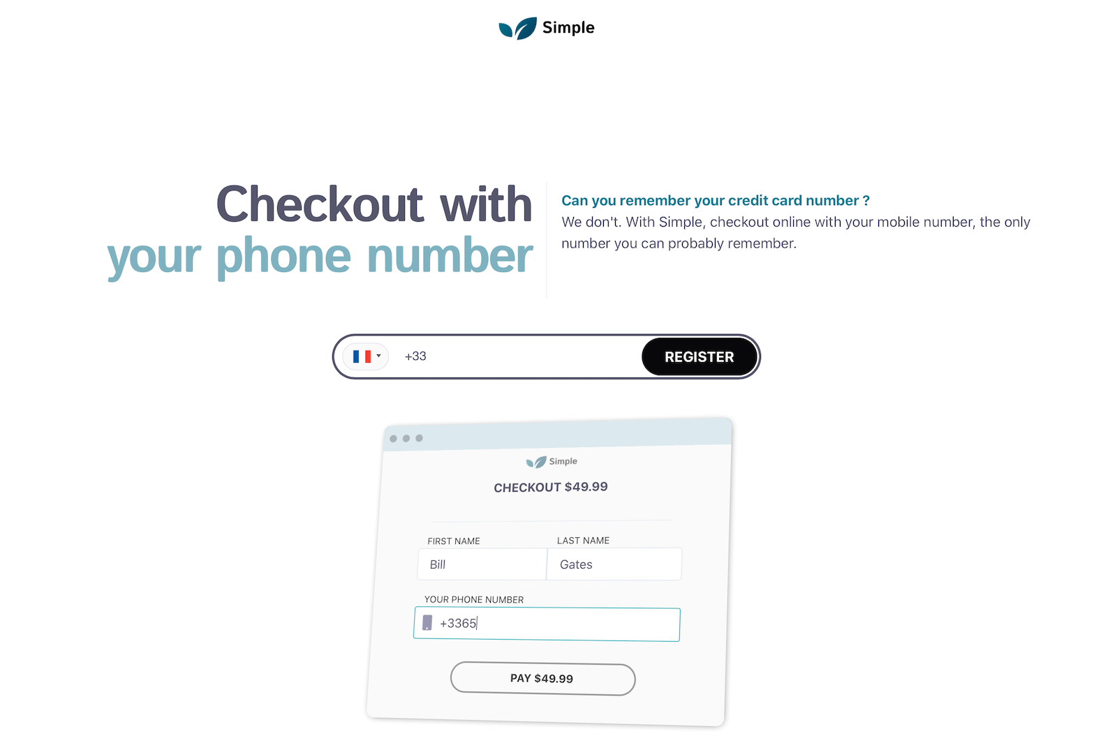 Simple landing page image