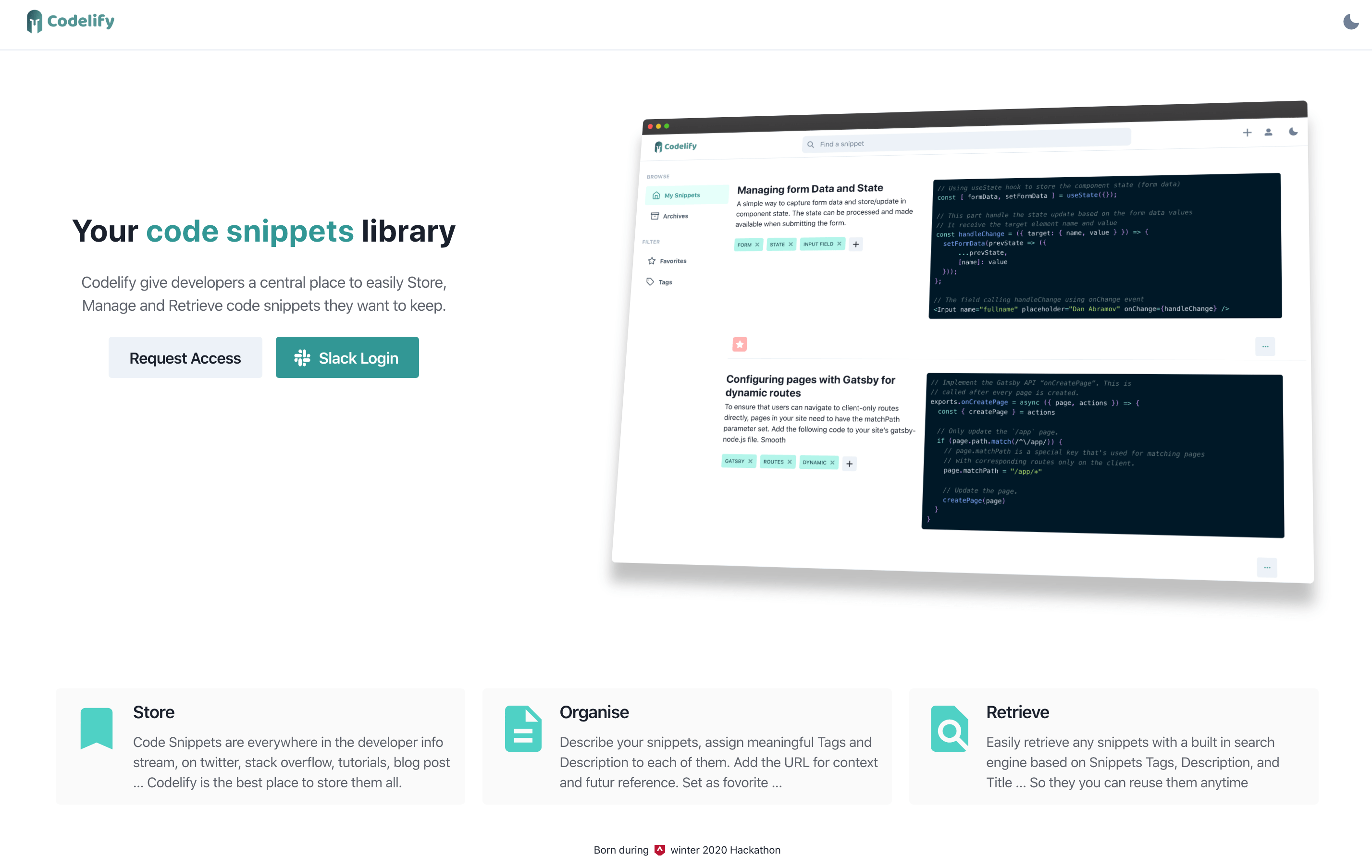 Codelify.dev landing page image